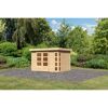 Gartenhaus aus Holz mit Doppeltür und Seitenfenstern