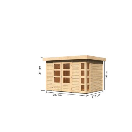3. Bild von Gartenhaus 'Terko 4' Fichtenholz naturbelassen 211 x 302 x 217 cm