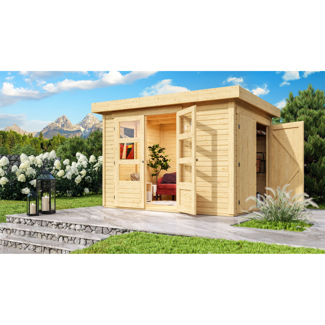 Bild von Gartenhaus-Set 'Betola 2' Fichtenholz naturbelassen 211 x 288 x 217 cm