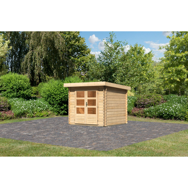 Bild von Gartenhaus 'Kastrup 2' Fichtenholz naturbelassen 220 x 237 x 237 cm