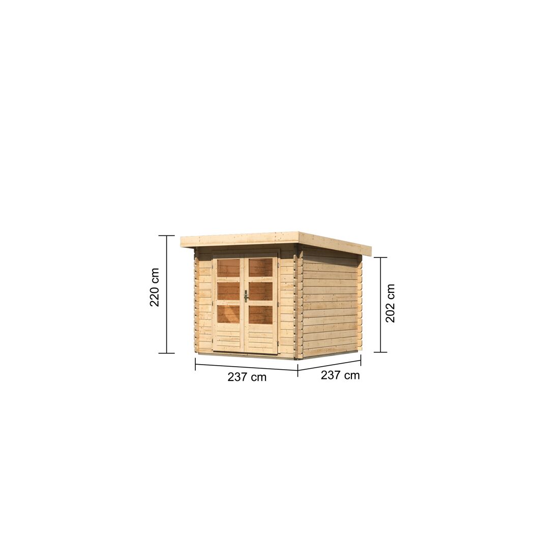 Kleines Gartenhaus aus Holz mit Doppeltür und Maßen