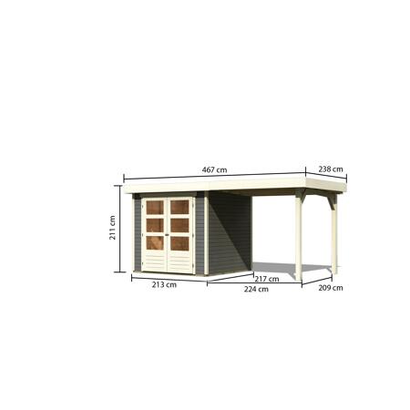 4. Bild von Gartenhaus-Set 'Raskola 2' Fichtenholz terragrau 211 x 433 x 217 cm