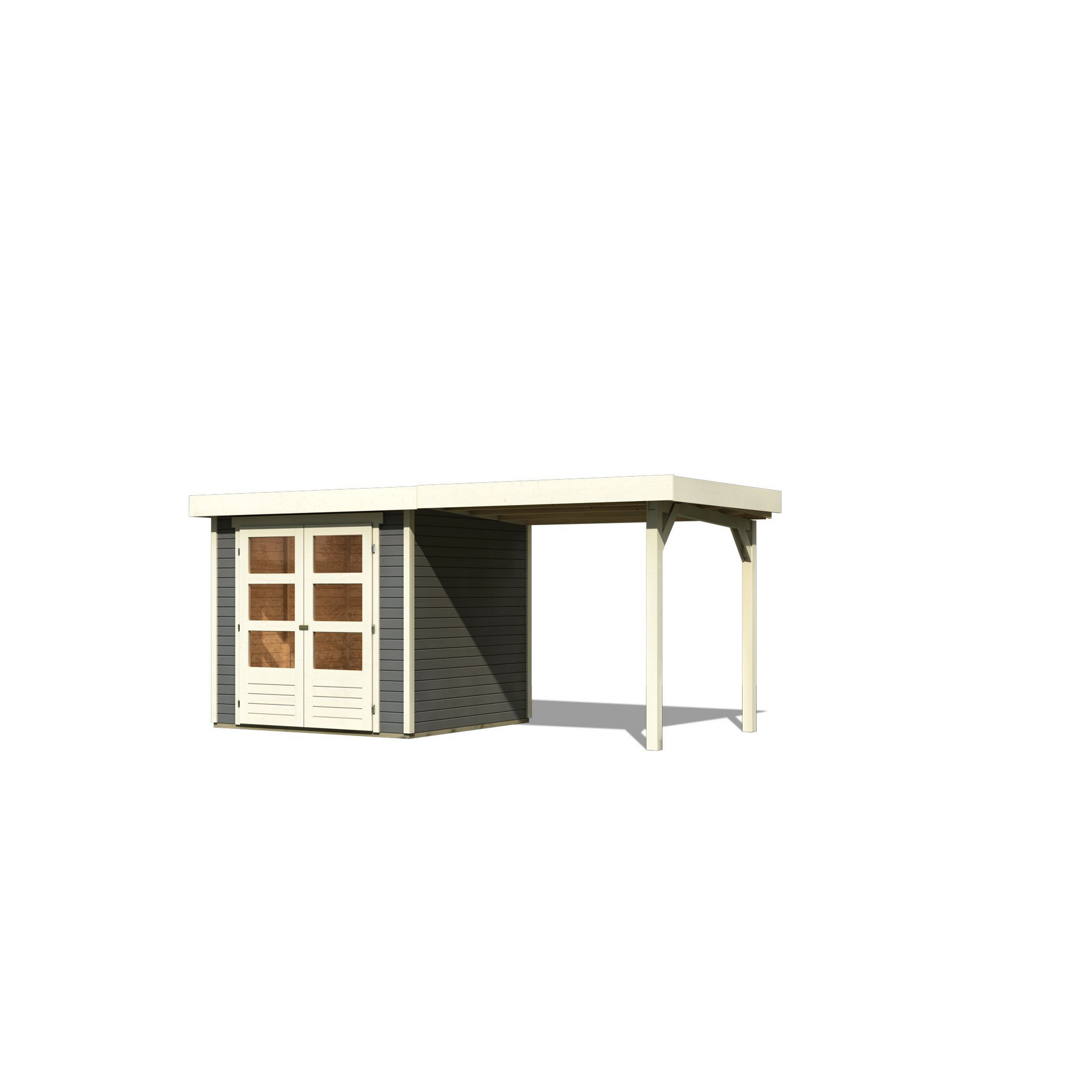 Gartenhaus-Set 'Raskola 2' Fichtenholz terragrau 211 x 433 x 217 cm + product picture