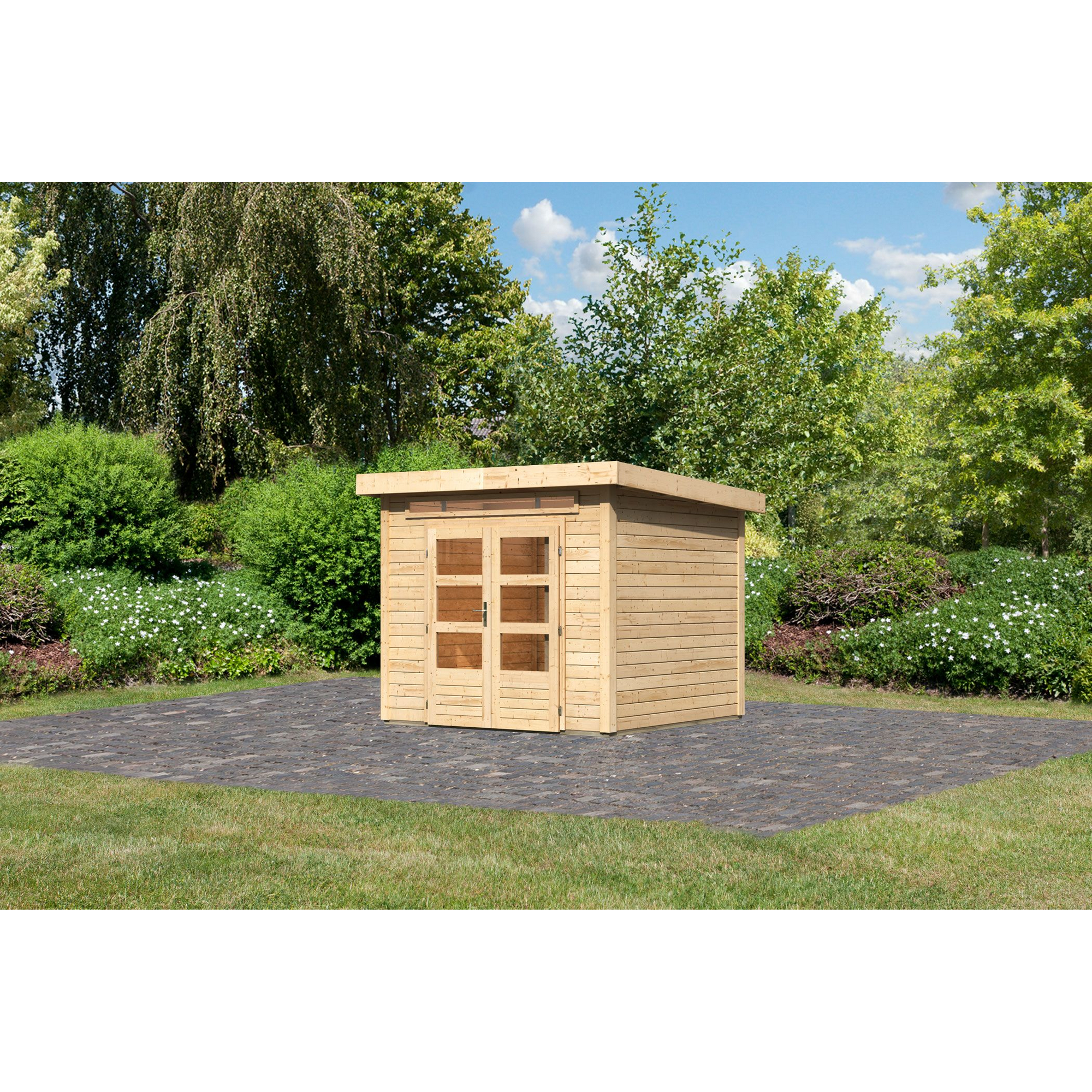 Gartenhaus 'Landern 3' Fichtenholz naturbelassen 222 x 244 x 244 cm