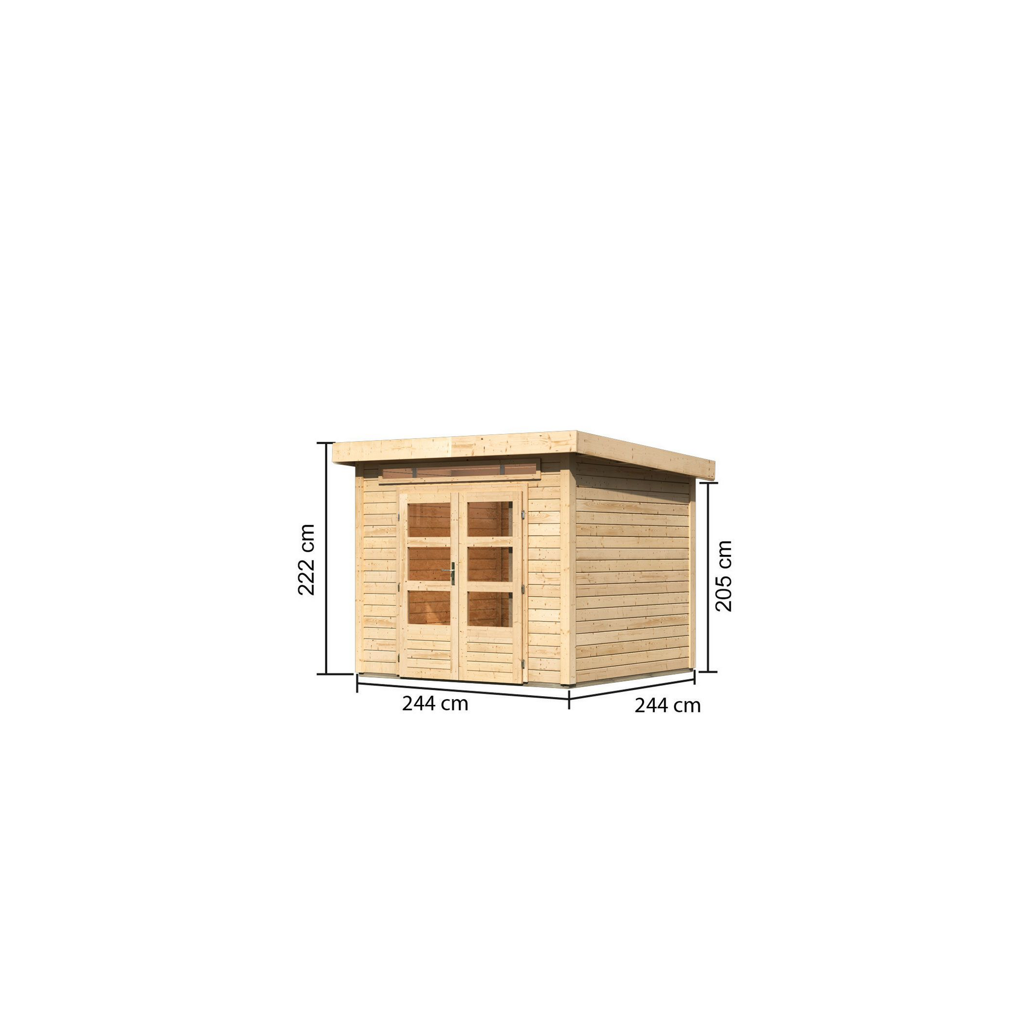 Gartenhaus 'Landern 3' Fichtenholz naturbelassen 222 x 244 x 244 cm