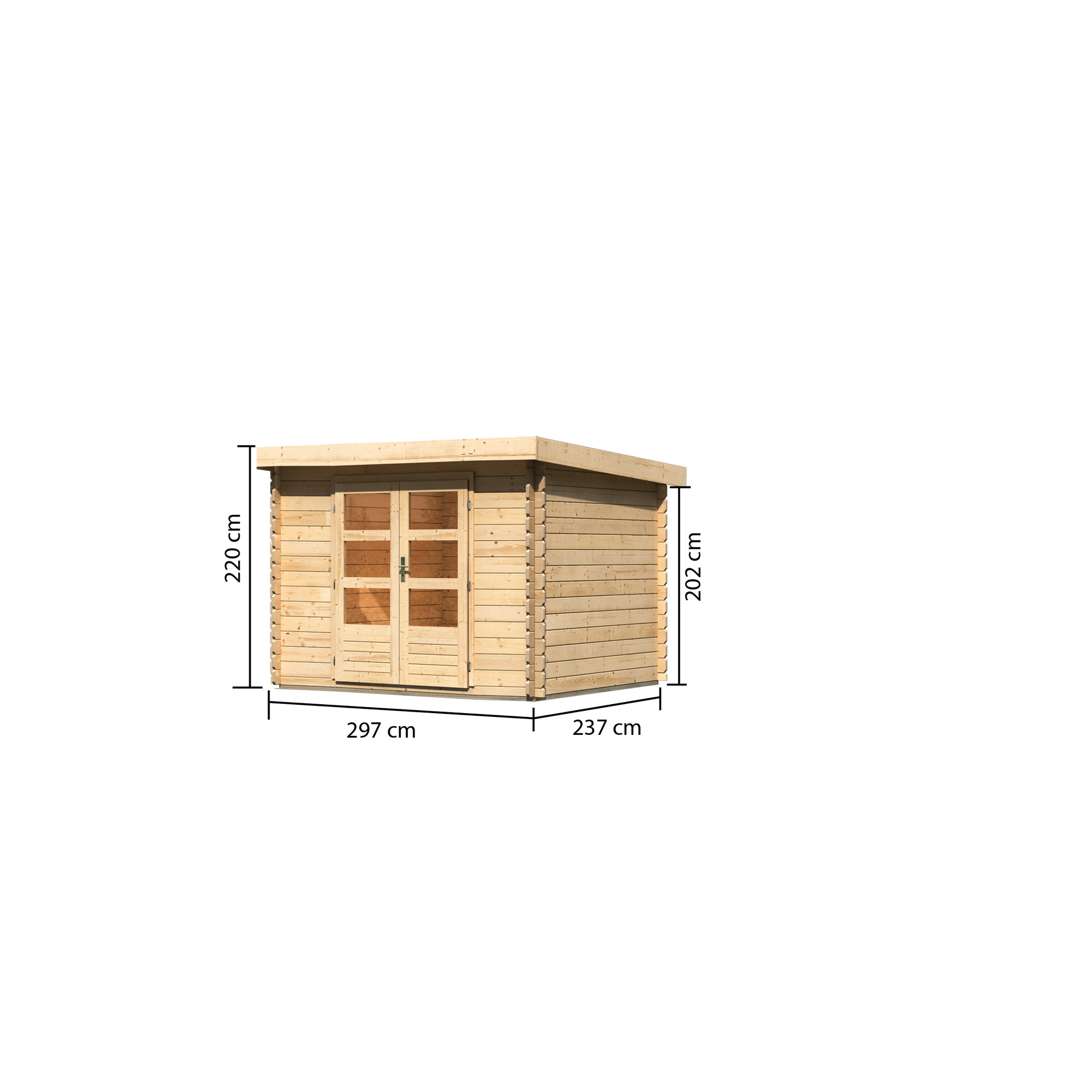 Gartenhaus 'Kastrup 3' Fichtenholz naturbelassen 220 x 297 x 237 cm + product picture