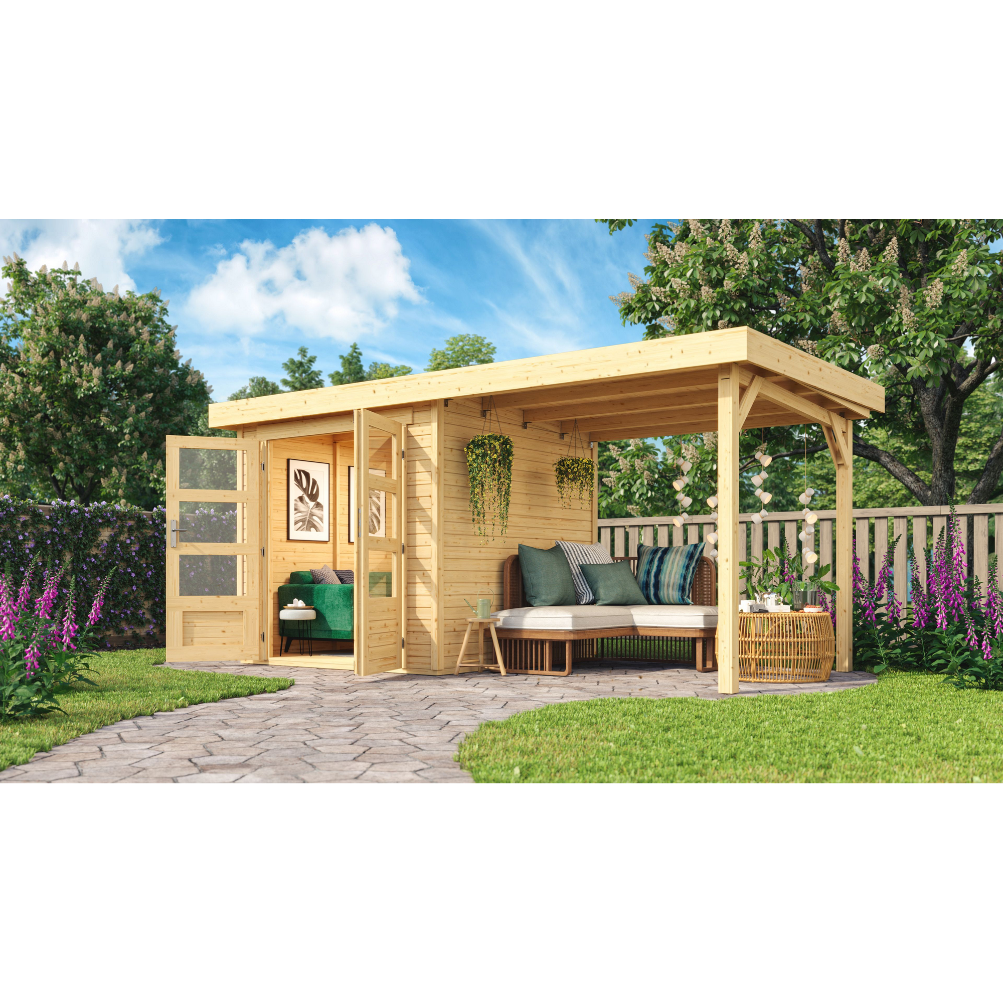 Gartenhaus-Set 'Salta 2' Fichtenholz naturbelassen 211 x 433 x 217 cm