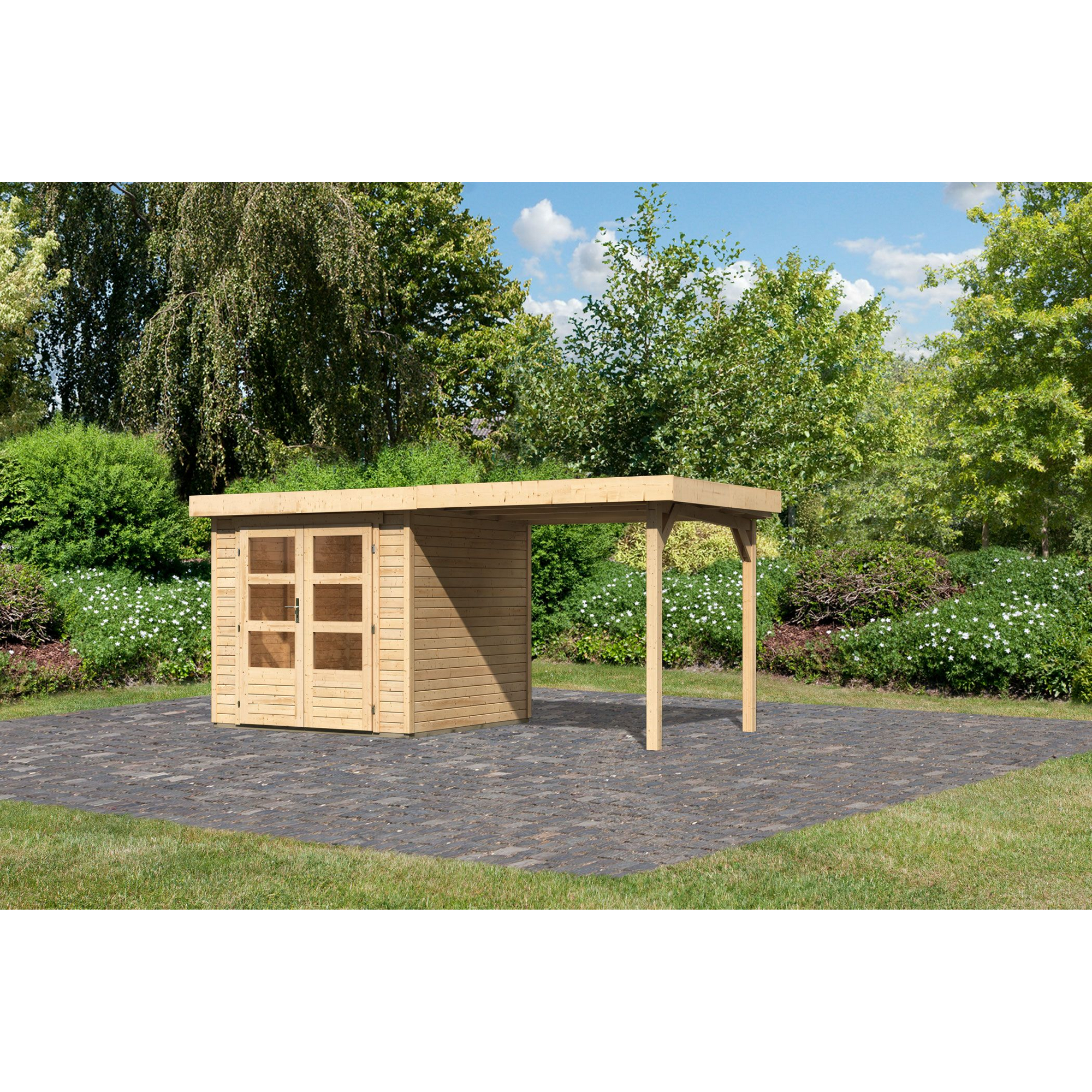 Gartenhaus-Set 'Salta 2' Fichtenholz naturbelassen 211 x 433 x 217 cm