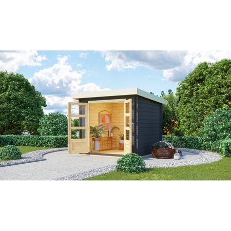 2. Bild von Gartenhaus 'Kastrup 2' Fichtenholz anthrazit 220 x 237 x 237 cm