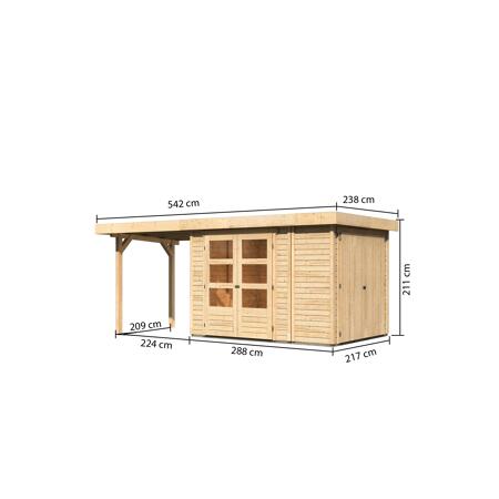 3. Bild von Gartenhaus-Set 'Betola 2' Fichtenholz naturbelassen 211 x 508 x 217 cm