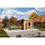 Gartenhaus Landern naturbelassen mit Tisch und Bank