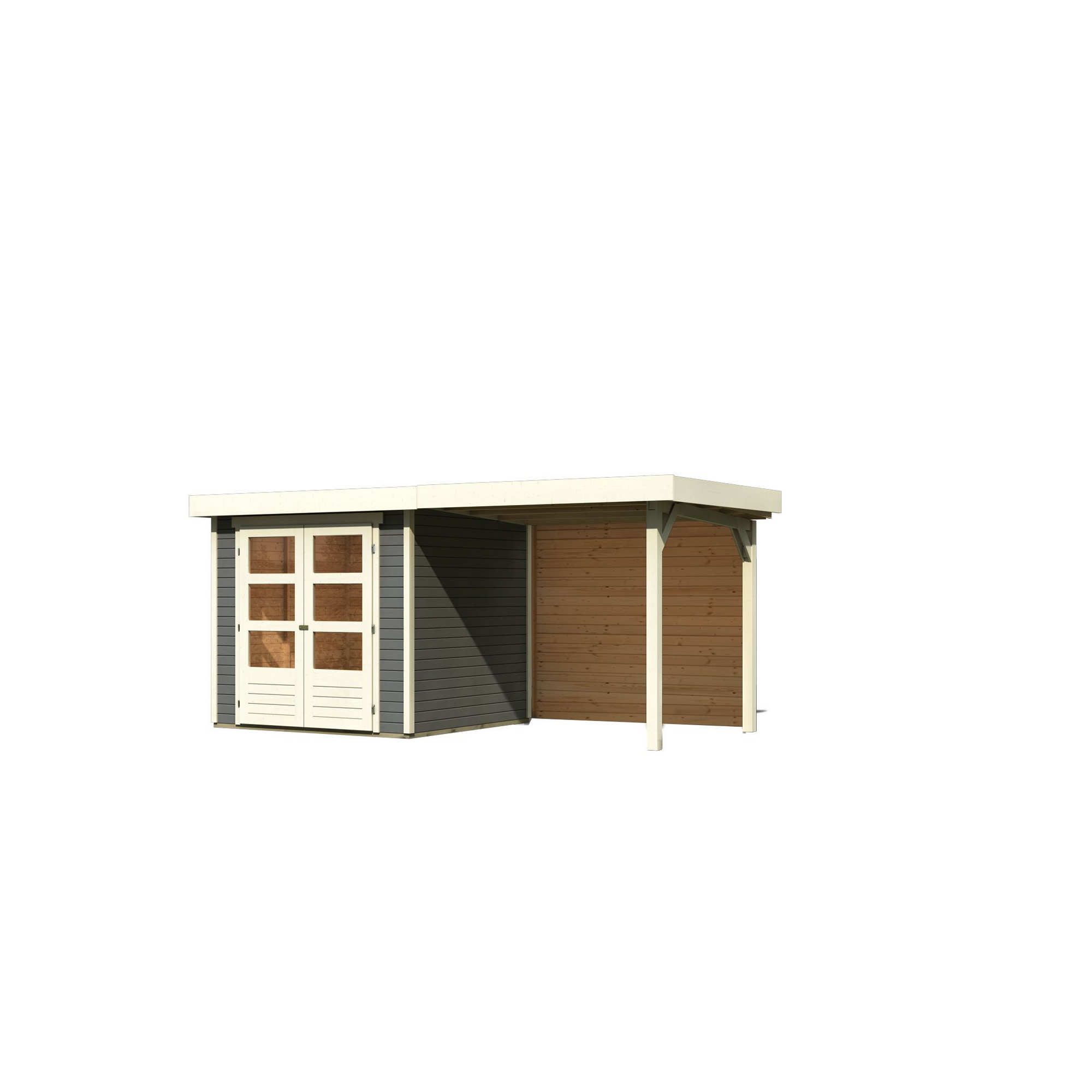 Gartenhaus-Set 'Raskola 2' Fichtenholz terragrau 211 x 433 x 217 cm + product picture