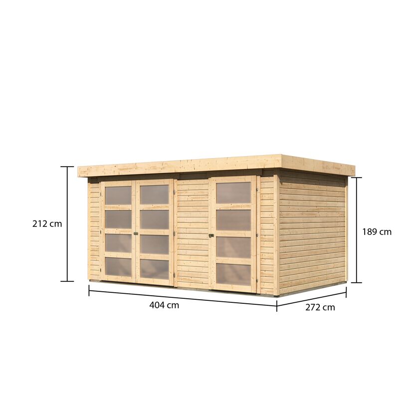 Gartenhaus aus Holz mit Doppeltür und Maßen