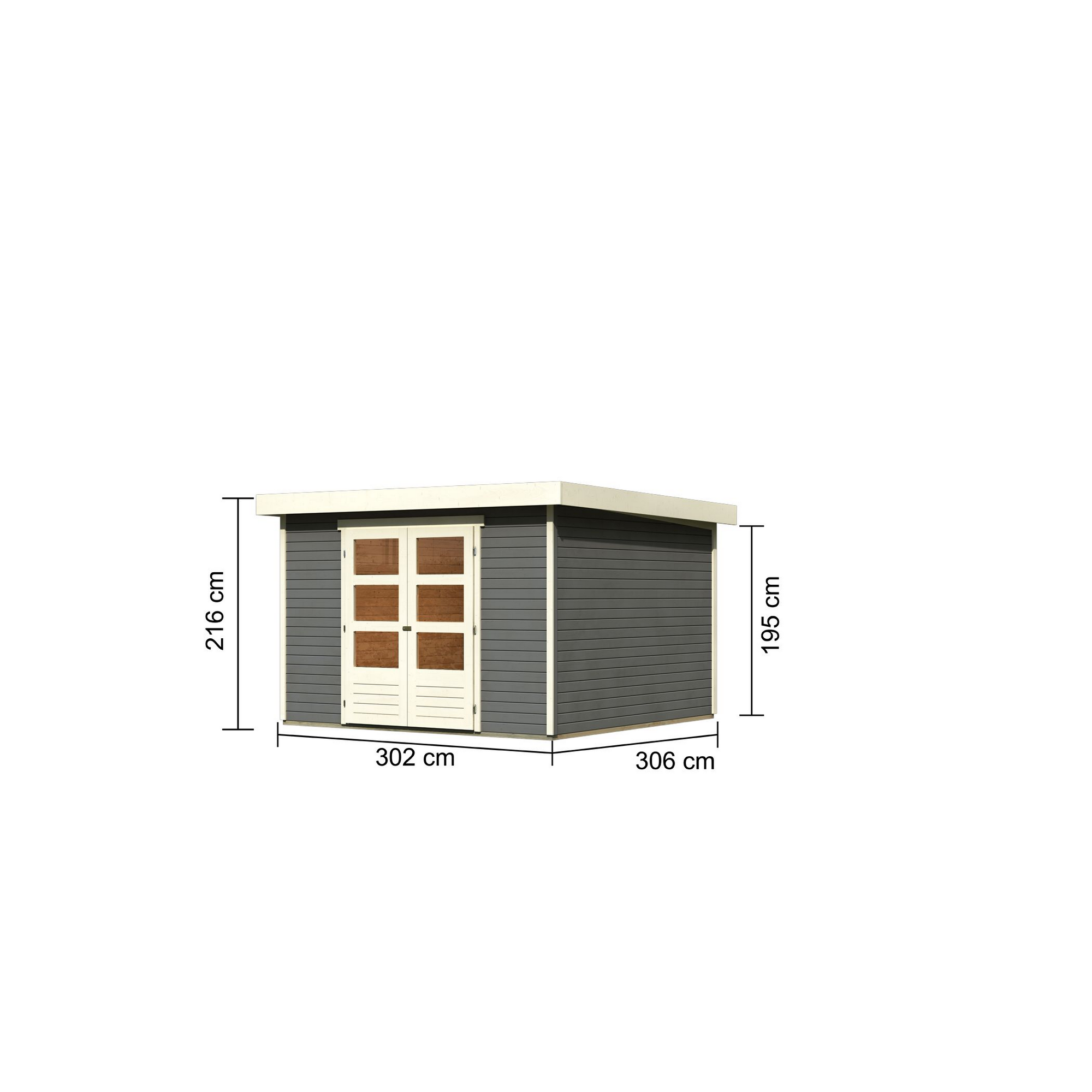 Gartenhaus 'Raskola 6' Fichtenholz terragrau 216 x 302 x 306 cm + product picture