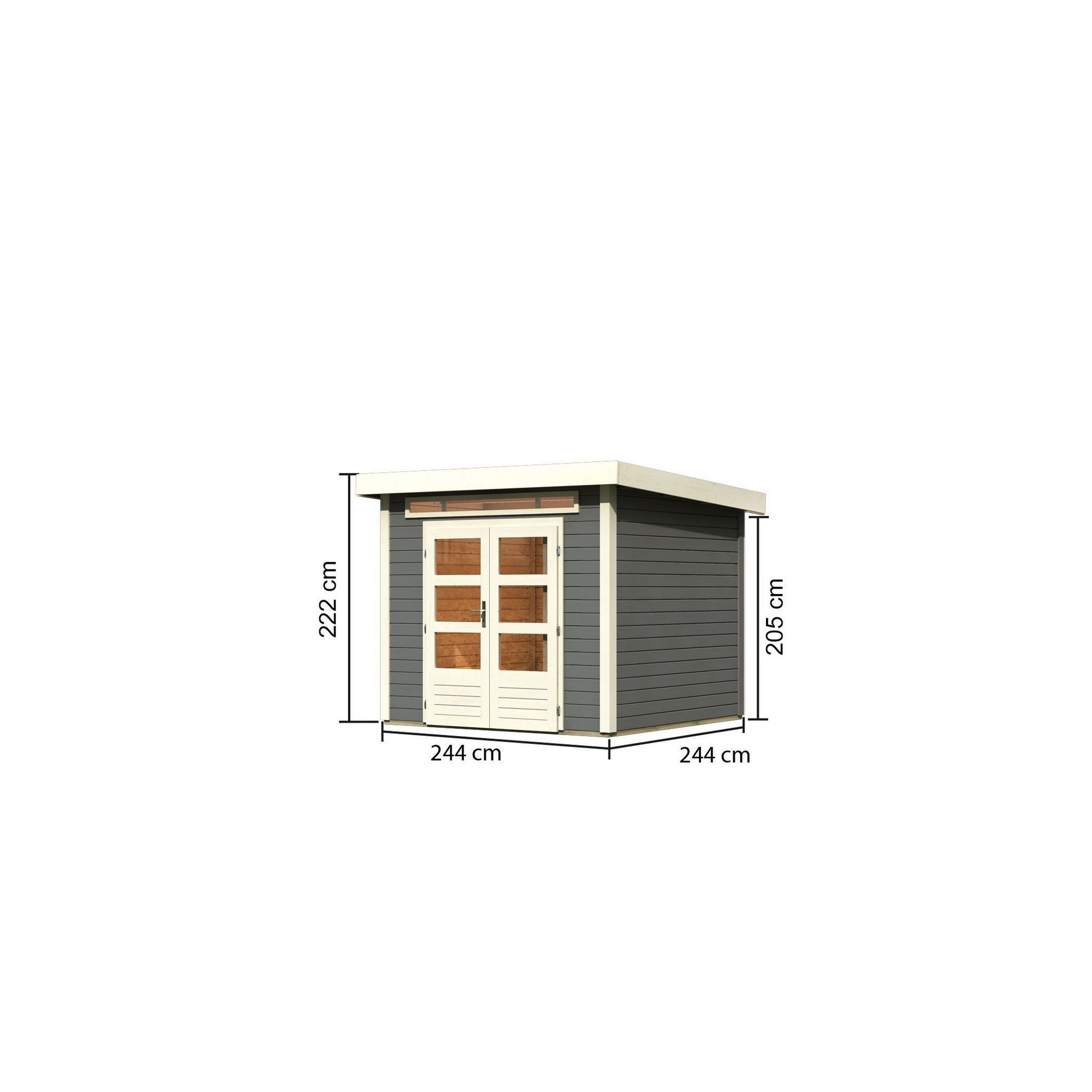 Gartenhaus 'Landern 3' Fichtenholz terragrau 222 x 244 x 244 cm