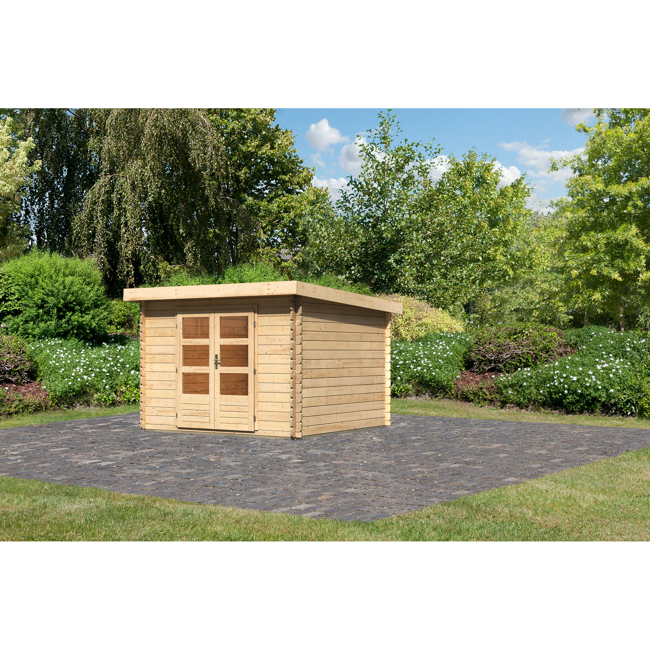 Bild von Gartenhaus 'Kastrup 5' Fichtenholz naturbelassen 222 x 297 x 297 cm