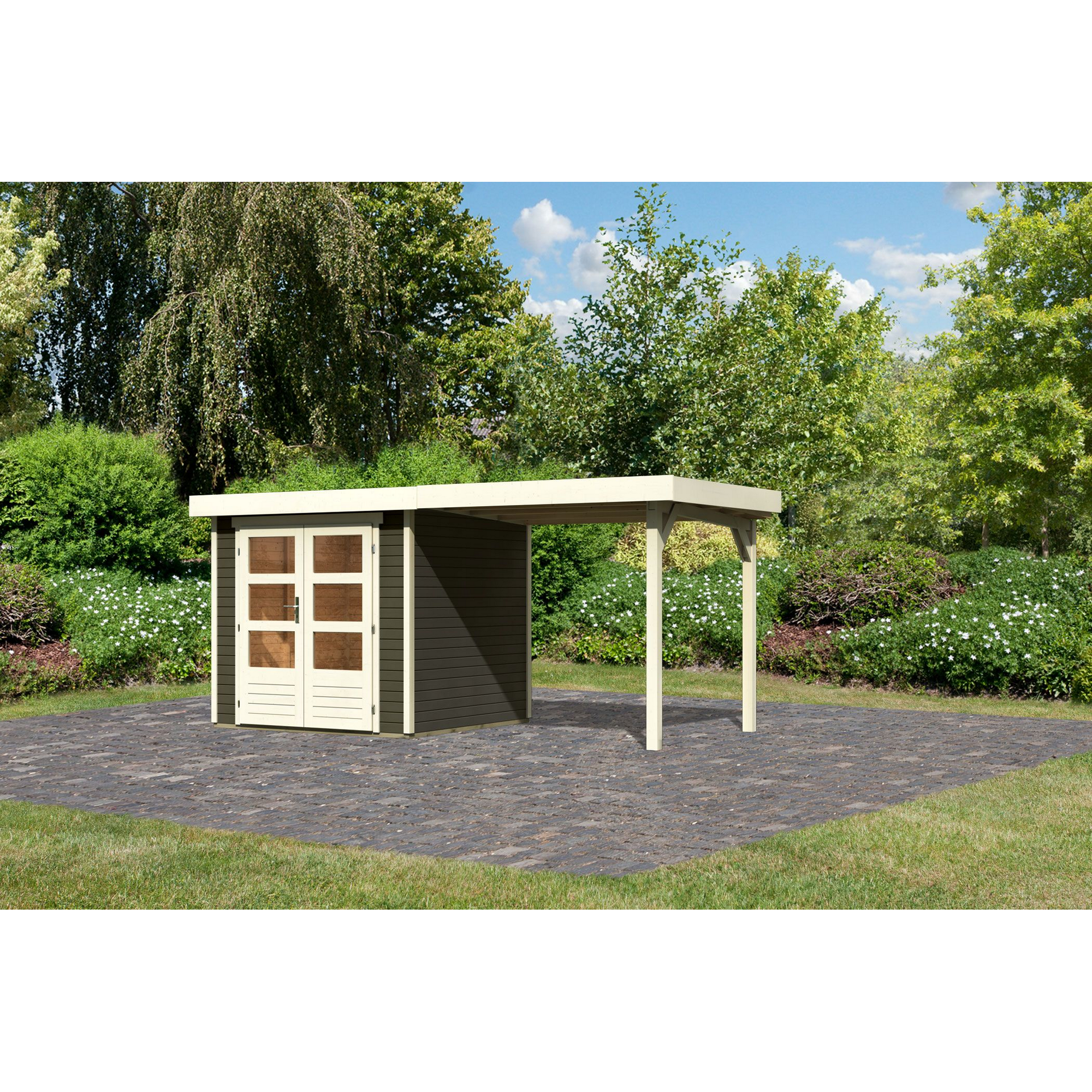 Gartenhaus-Set 'Salta 2' Fichtenholz terragrau 211 x 433 x 217 cm