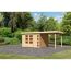 Gartenhaus aus Holz mit angebauter Überdachung