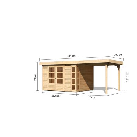 3. Bild von Gartenhaus-Set 'Terko 5' Fichtenholz naturbelassen 210 x 522 x 246 cm