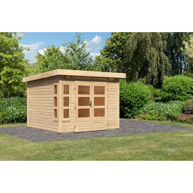 Bild von Gartenhaus 'Mastorf 6' Fichtenholz naturbelassen 222 x 274 x 274 cm