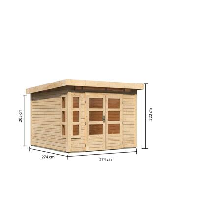 3. Bild von Gartenhaus 'Mastorf 6' Fichtenholz naturbelassen 222 x 274 x 274 cm