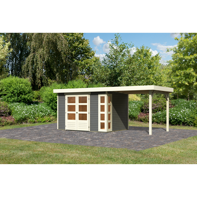 Bild von Gartenhaus-Set 'Terko 4' Fichtenholz terragrau 211 x 522 x 217 cm