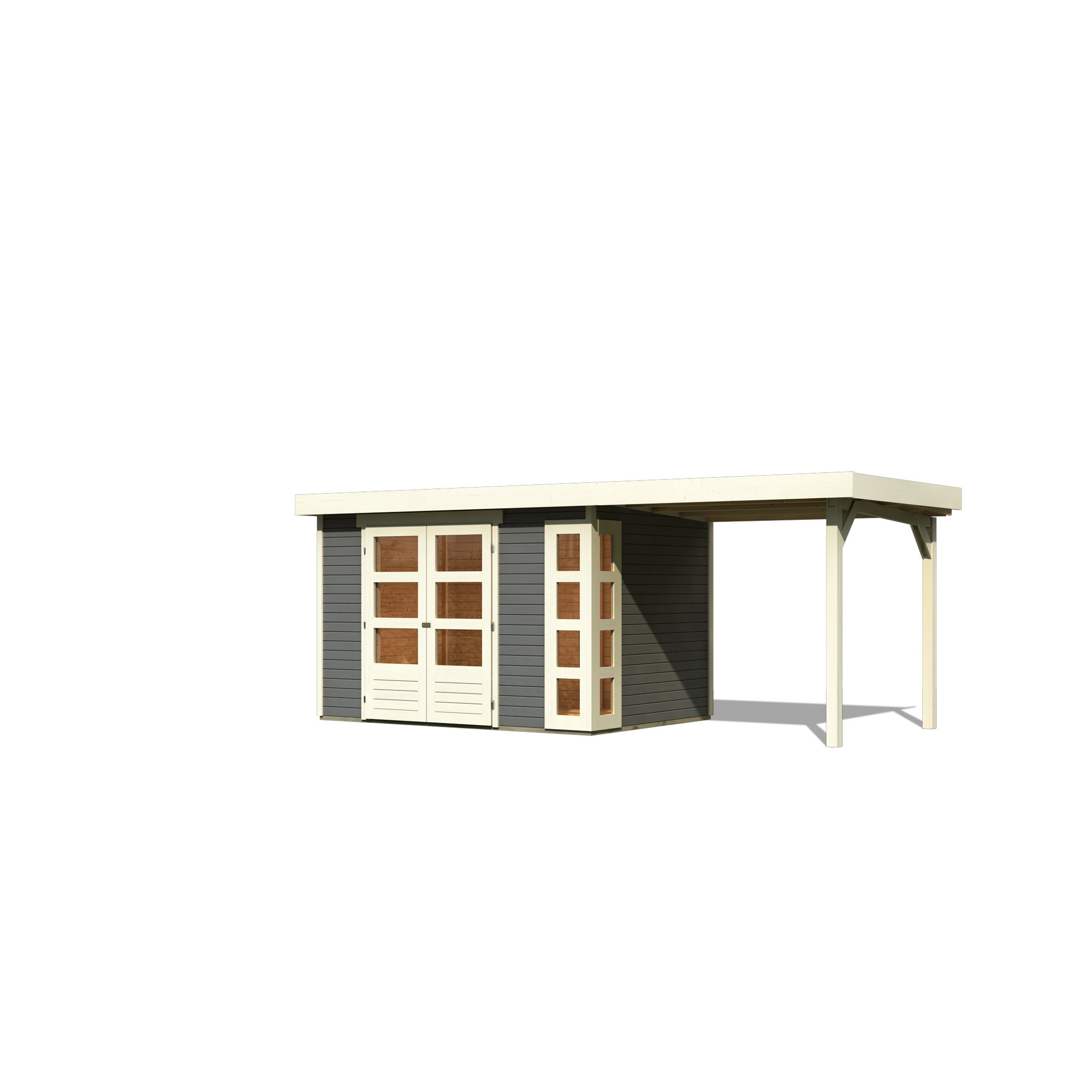 Gartenhaus-Set 'Terko 4' Fichtenholz terragrau 211 x 522 x 217 cm