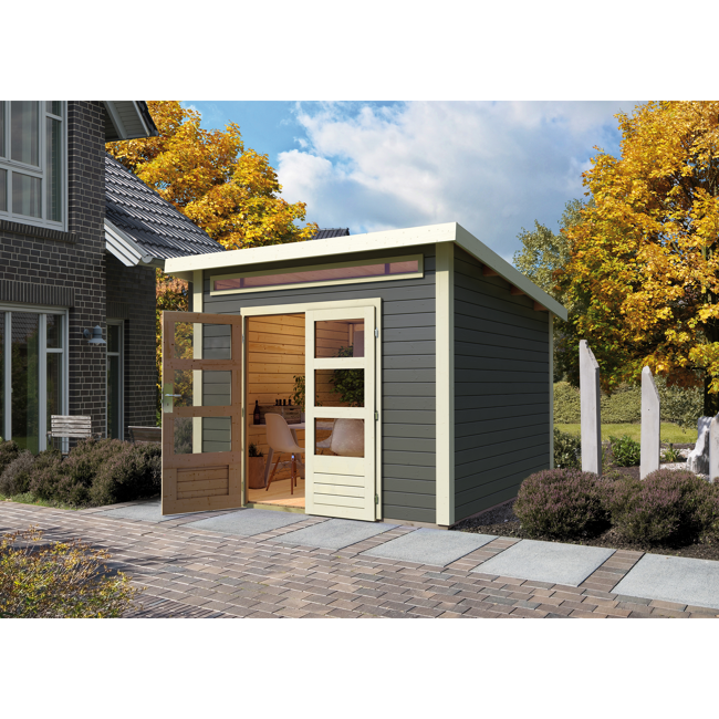 Bild von Gartenhaus 'Landern 6' Fichtenholz terragrau 222 x 274 x 274 cm