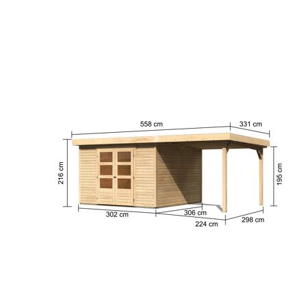 4. Bild von Gartenhaus-Set 'Raskola 6' Fichtenholz naturbelassen 216 x 557 x 306 cm
