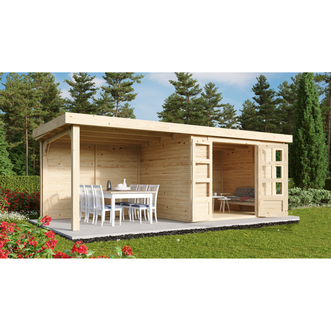 Bild von Gartenhaus-Set 'Terko 5' Fichtenholz naturbelassen 210 x 522 x 246 cm