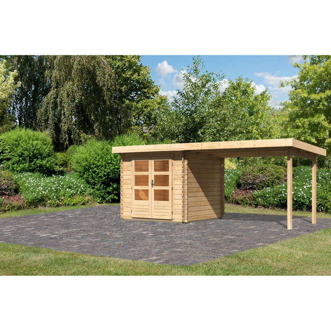 Bild von Gartenhaus-Set 'Kastrup 2' Fichtenholz naturbelassen 220 x 519 x 237 cm