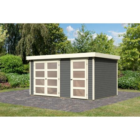 3. Bild von Gartenhaus 'Tühlentrup 2' Fichtenholz terragrau 211 x 404 x 246 cm