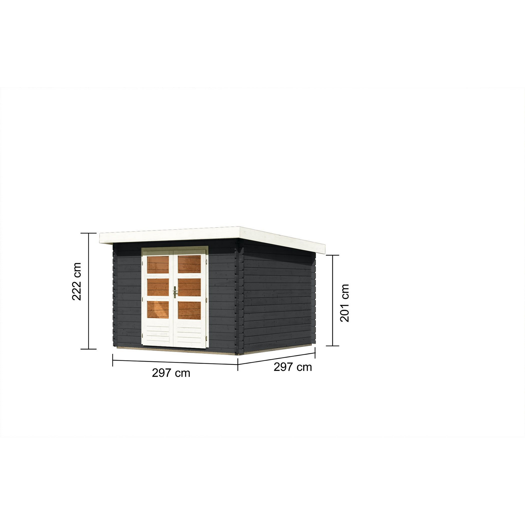 Gartenhaus 'Kastrup 5' Fichtenholz anthrazit 222 x 297 x 297 cm + product picture