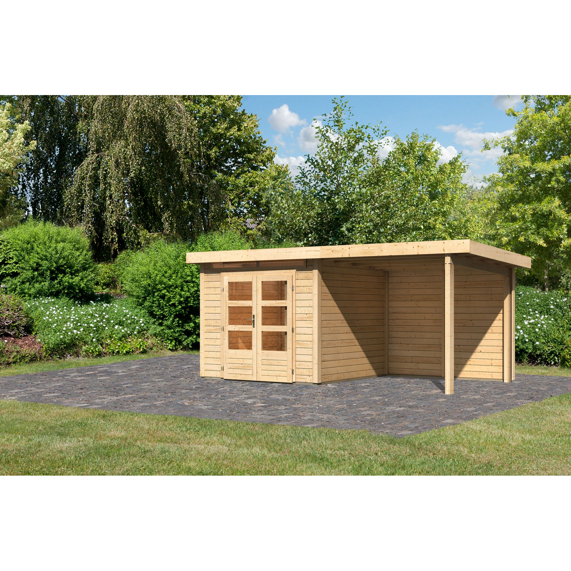 Gartenhaus-Set 'Landern 3' Fichtenholz naturbelassen 222 x 445 x 244 cm