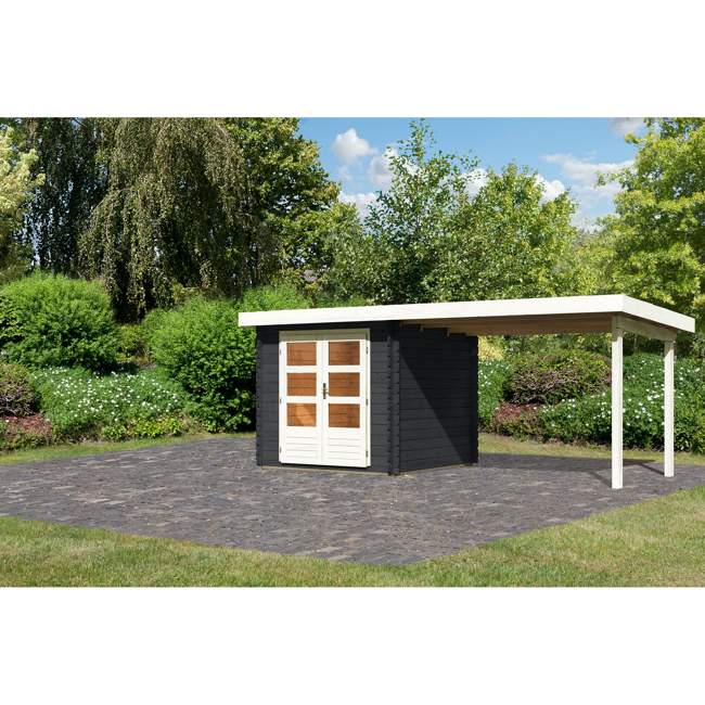 Bild von Gartenhaus-Set 'Kastrup 2' Fichtenholz anthrazit 220 x 237 x 237 cm