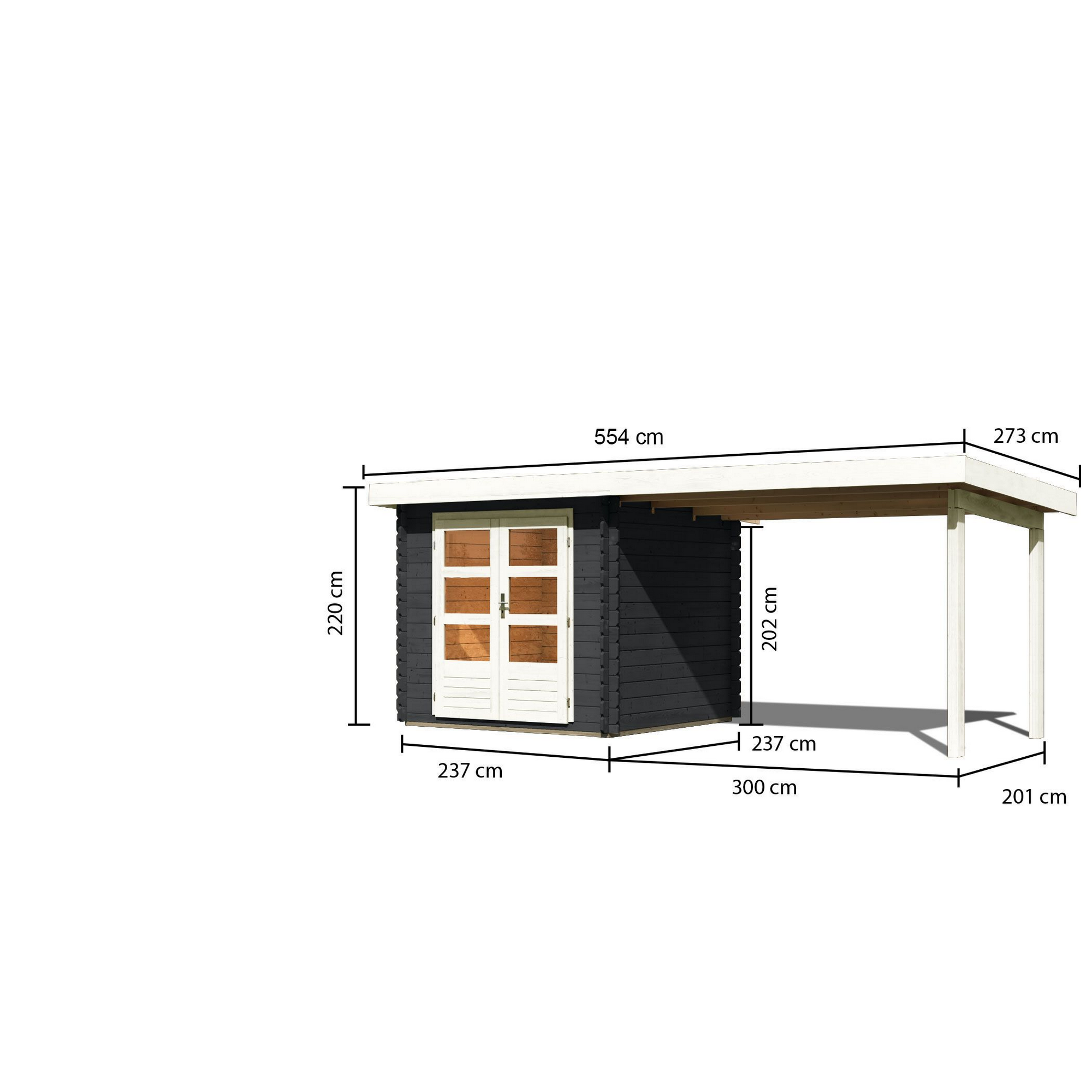 Gartenhaus-Set 'Kastrup 2' Fichtenholz anthrazit 220 x 237 x 237 cm + product picture