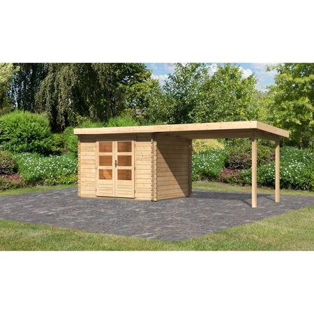 2. Bild von Gartenhaus-Set 'Kastrup 3' Fichtenholz naturbelassen 220 x 579 x 237 cm