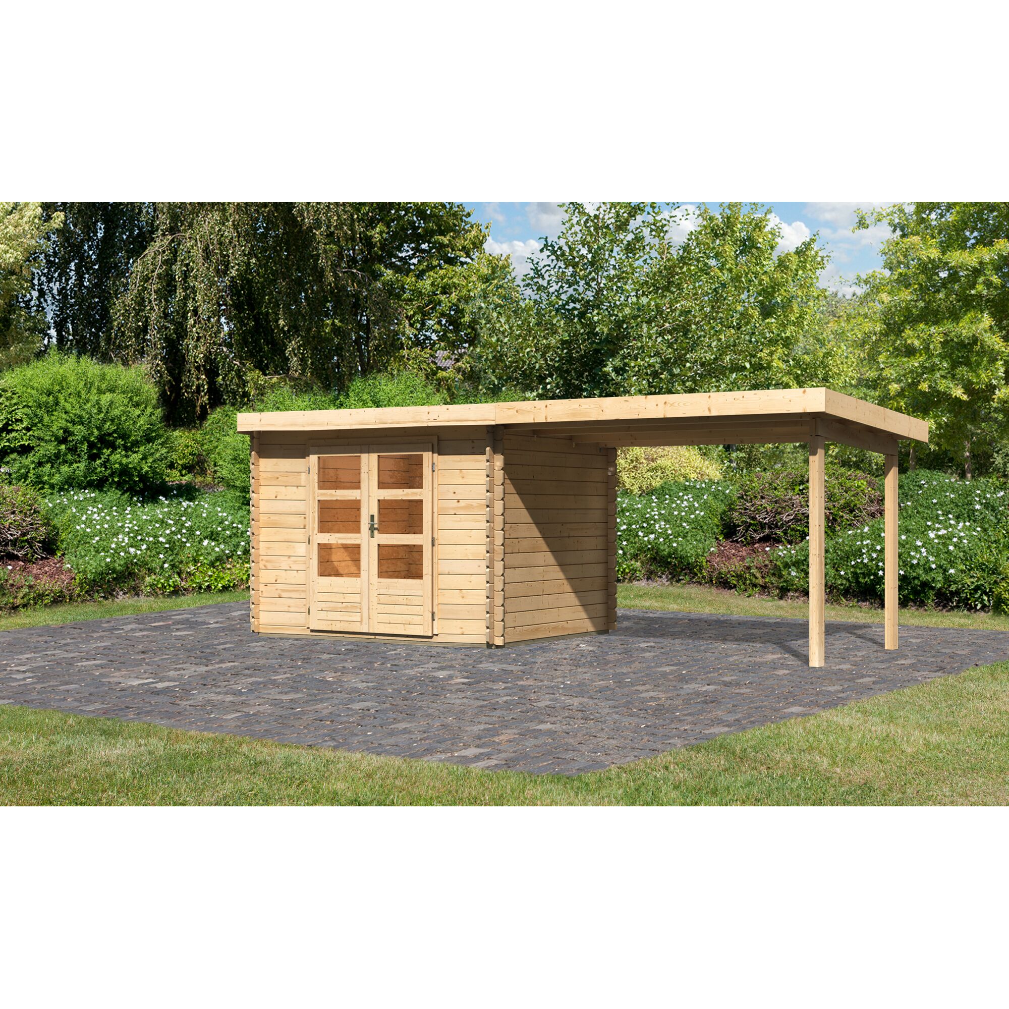 Gartenhaus Kastrup 3 mit Anbaudach