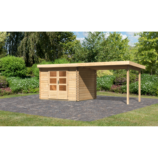 Bild von Gartenhaus-Set 'Kastrup 3' Fichtenholz naturbelassen 220 x 579 x 237 cm