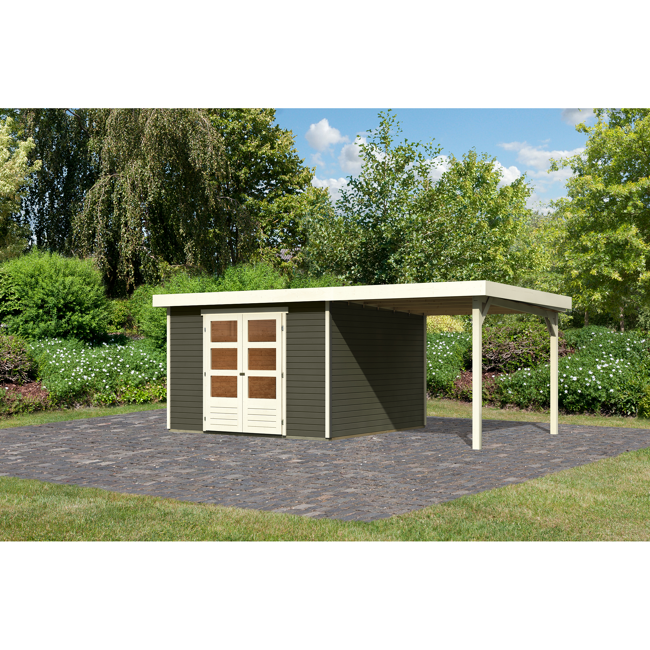 Bild von Gartenhaus-Set 'Raskola 6' Fichtenholz terragrau 216 x 522 x 306 cm
