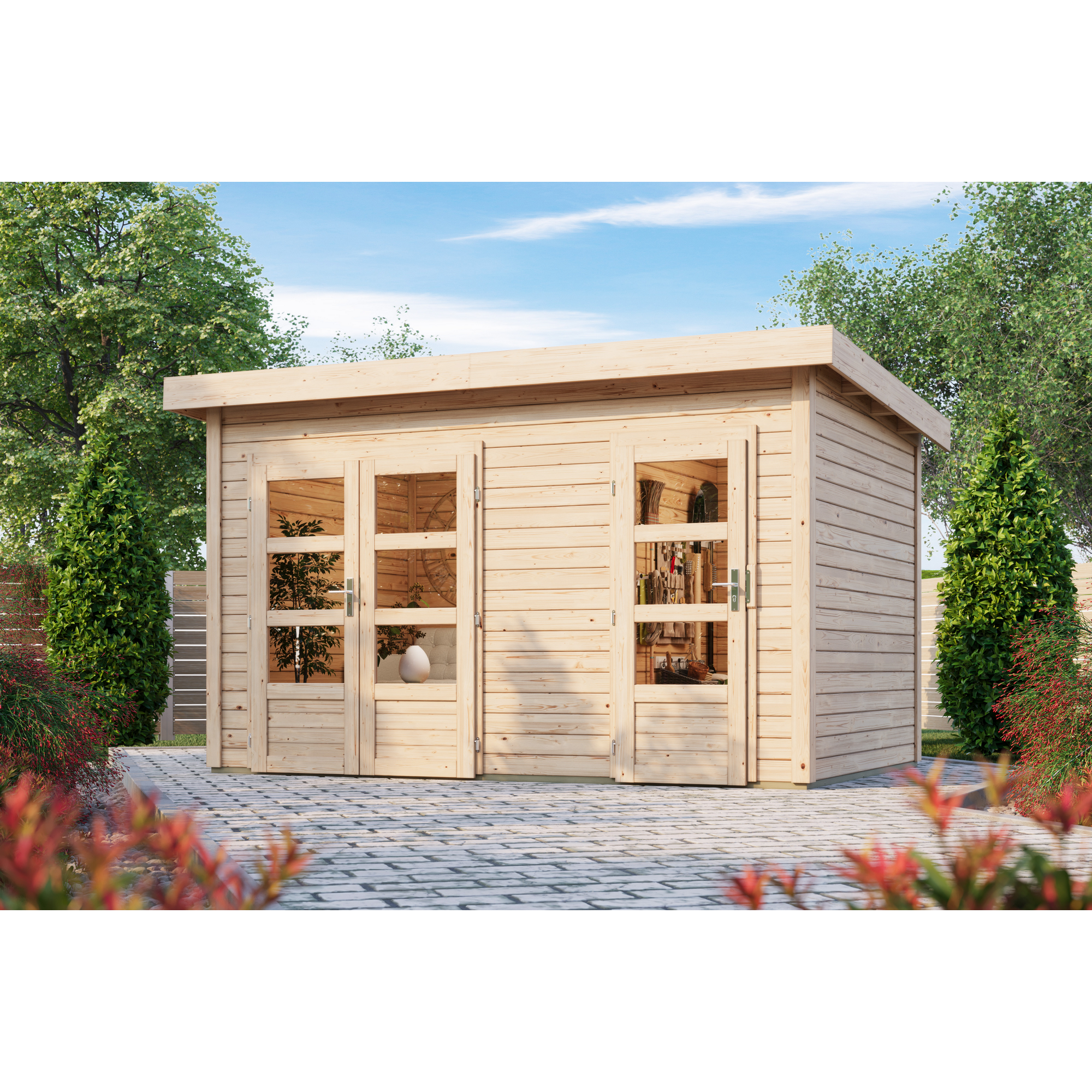 Gartenhaus 'Mintrup' Fichtenholz naturbelassen 230 x 364 x 244 cm