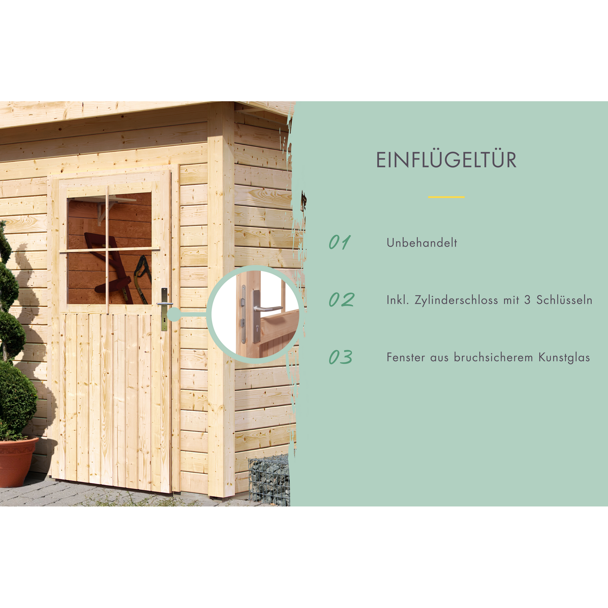 Gartenhaus 'Wattrup' Fichtenholz naturbelassen 230 x 424 x 274 cm + product picture