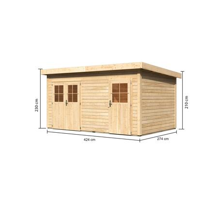 4. Bild von Gartenhaus 'Wattrup' Fichtenholz naturbelassen 230 x 424 x 274 cm