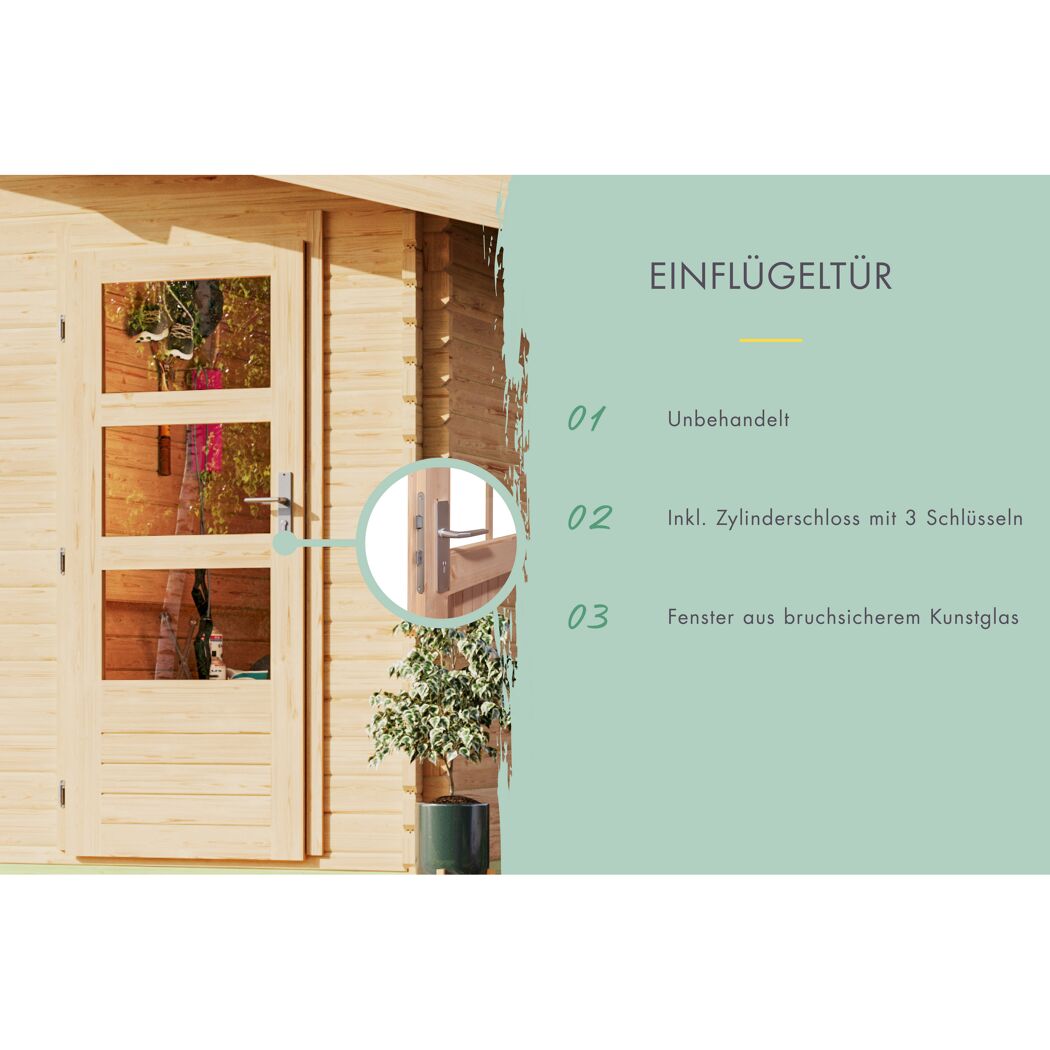 Gartenhaus 'Wattrup' Fichtenholz naturbelassen 230 x 424 x 274 cm