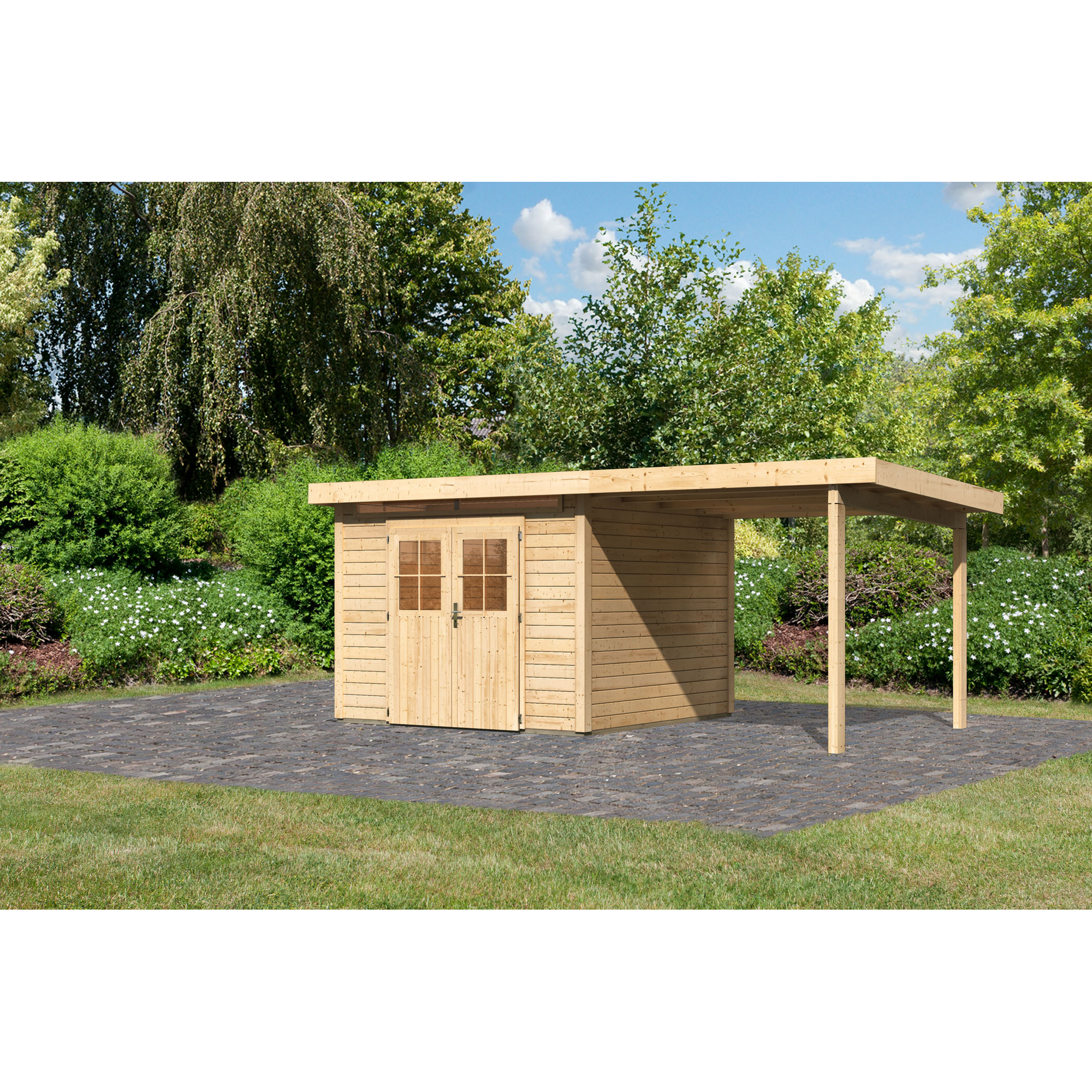 Gartenhaus-Set 'Landern 6' Fichtenholz naturbelassen 222 x 505 x 274 cm