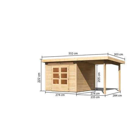 4. Bild von Gartenhaus-Set 'Landern 6' Fichtenholz naturbelassen 222 x 505 x 274 cm