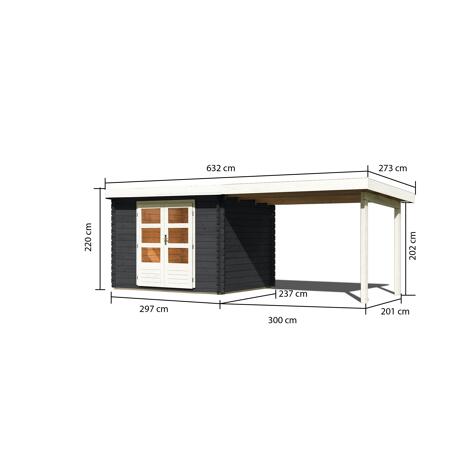 3. Bild von Gartenhaus-Set 'Kastrup 3' Fichtenholz anthrazit 220 x 297 x 237 cm