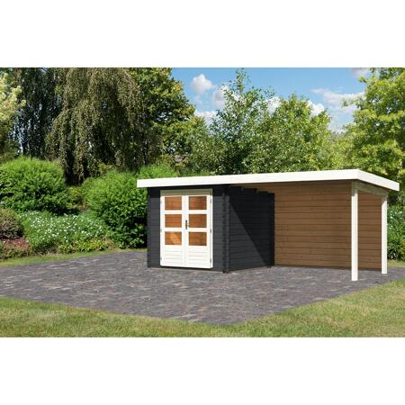 2. Bild von Gartenhaus-Set 'Kastrup 2' Fichtenholz anthrazit 220 x 237 x 237 cm
