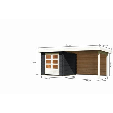 3. Bild von Gartenhaus-Set 'Kastrup 2' Fichtenholz anthrazit 220 x 237 x 237 cm