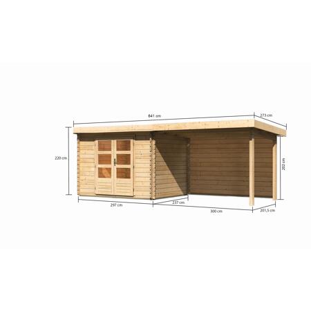3. Bild von Gartenhaus-Set 'Kastrup 3' Fichtenholz naturbelassen 220 x 579 x 237 cm